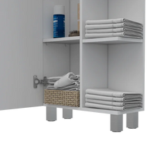 White Urano 1 - Door Mirrored Accent Cabinet Modern Style Plenty of Storage