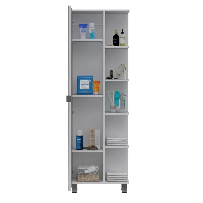 White Urano 1 - Door Mirrored Accent Cabinet Modern Style Plenty of Storage
