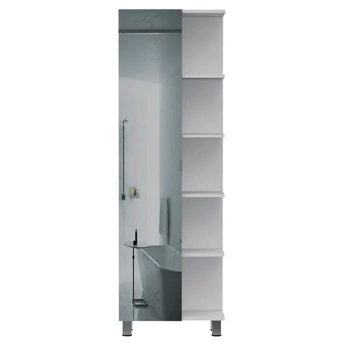 White Urano 1 - Door Mirrored Accent Cabinet Modern Style Plenty of Storage
