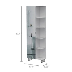 White Urano 1 - Door Mirrored Accent Cabinet Modern Style Plenty of Storage