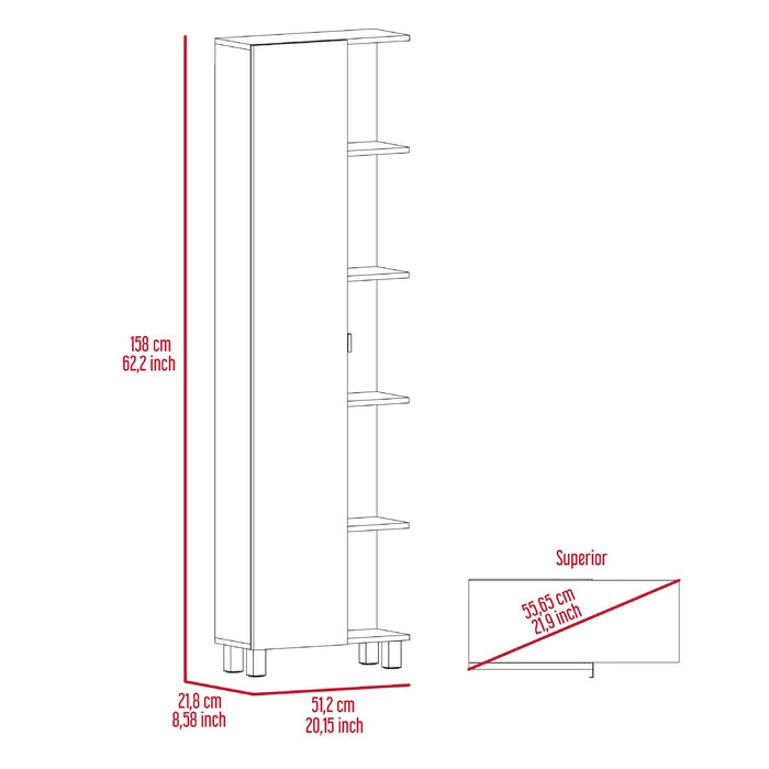 White Urano 1 - Door Mirrored Accent Cabinet Modern Style Plenty of Storage