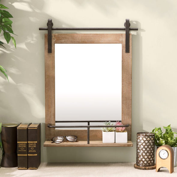 Cottage Farmhouse with Shelves Accent Mirror Space for your Skincare and Toiletries Display in your Living Room or Entryway