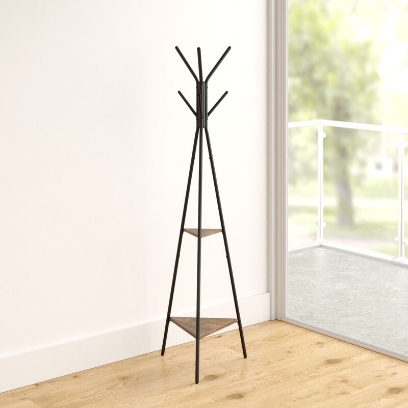 Rustic Brown 19.3 Wide Freestanding Coat Rack with Storage div class aod buynow div Inhomelivings