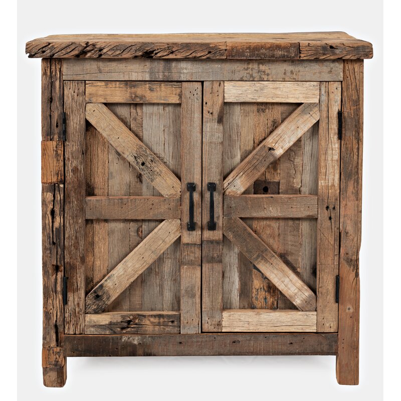 33'' Tall Solid Wood 2 - Door Accent Cabinet Bring Functional Storage with Style to Any Room in your Home Solid Iron Handles, and A Spacious Shelf