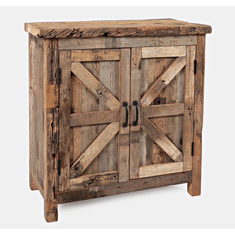 33'' Tall Solid Wood 2 - Door Accent Cabinet Bring Functional Storage with Style to Any Room in your Home Solid Iron Handles, and A Spacious Shelf