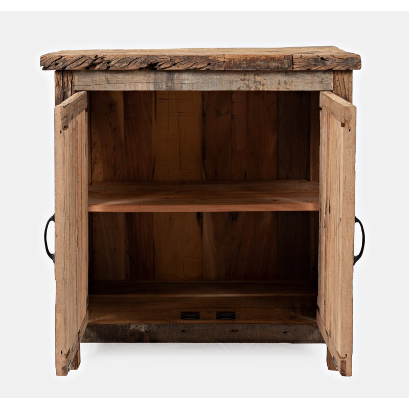 33'' Tall Solid Wood 2 - Door Accent Cabinet Bring Functional Storage with Style to Any Room in your Home Solid Iron Handles, and A Spacious Shelf