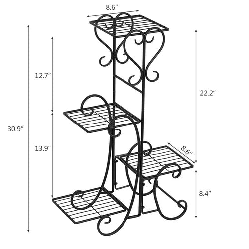 Van Houzen Square Multi-Tiered Plant Stand Perfect For Living Room
