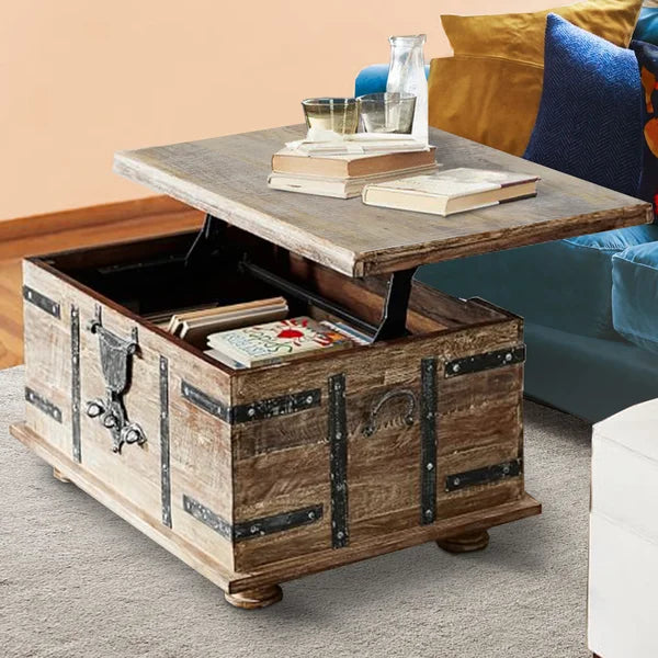 Vandeusen Solid Wood Lift Top Coffee Table with Storage