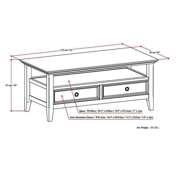 Varonique Solid Wood Coffee Table with Storage Provide Ample Storage