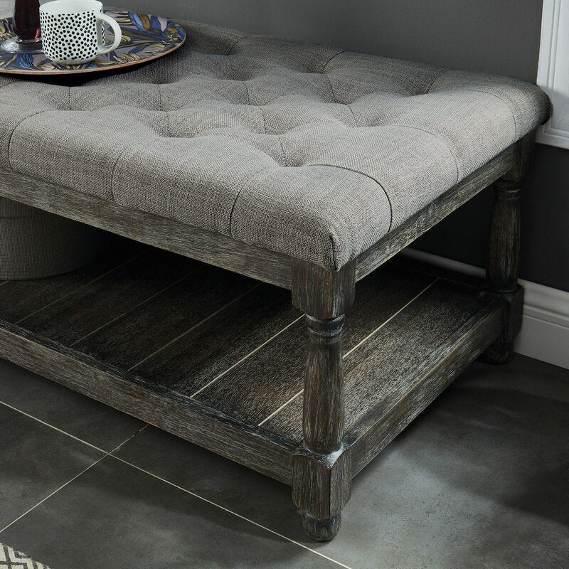 Vela Upholstered Shelves Storage Bench Perfect Bench for a Living Room