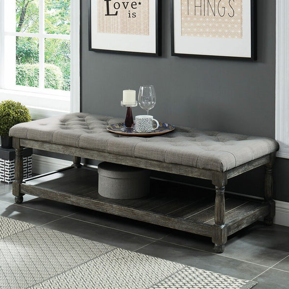 Upholstered Shelves Storage Bench Perfect Bench for A Living Room or Entryway