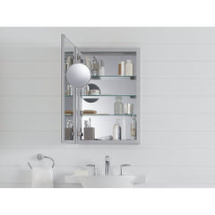 30" H x 20" W x 4.75" D Aluminum Medicine Cabinet Adjustable Magnifying Mirror Slow-Close Door