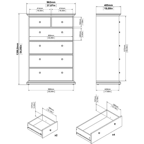 Vilnius 6 Drawer 37.87'' W Chest Neutral Finish and Traditional Design