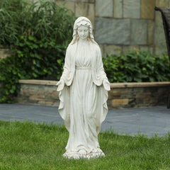 Virgin Mary Outdoor Garden Statue - White Bless your home with this Mary statue. The Mary