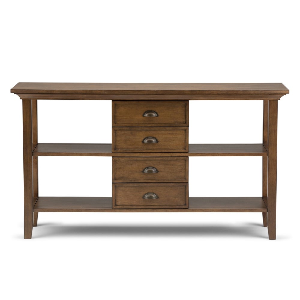 Solid Wood 54 inch Wide Transitional Console Sofa Table - 54 W x 16 D x 30 H - Rustic Natural Aged Brown