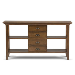 Solid Wood 54 inch Wide Transitional Console Sofa Table - 54 W x 16 D x 30 H - Rustic Natural Aged Brown