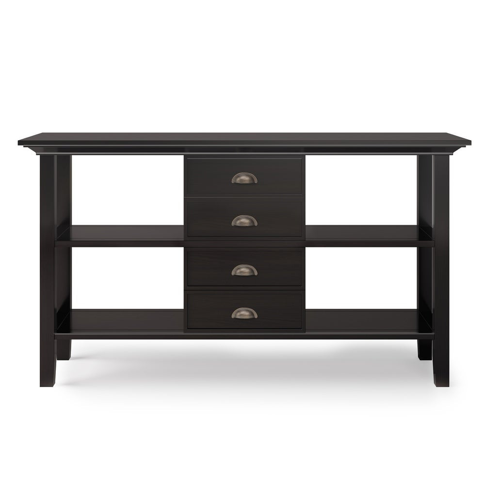 Solid Wood 54 inch Wide Transitional Console Sofa Table - 54 W x 16 D x 30 H - Hickory Brown