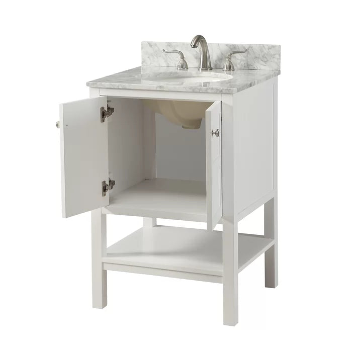 White Waithman 24" Single Bathroom Vanity Set Engineered Wood Base
