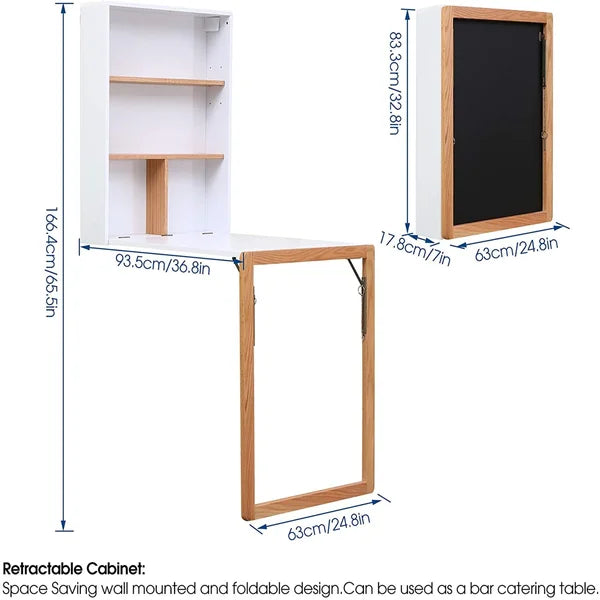 Wall Mounted Table Folding Desk Folding Desk Perfect for Compact Space Manufactured Solid Wood