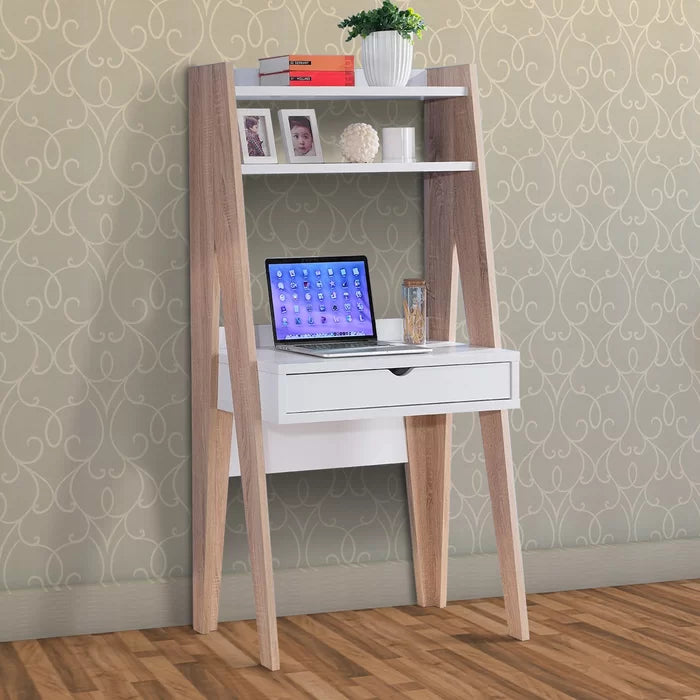 Wallin Leaning/Ladder Desk Elegant Computer Desk Two Spacious Open Shelves