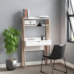 Wallin Leaning/Ladder Desk Elegant Computer Desk Two Spacious Open Shelves