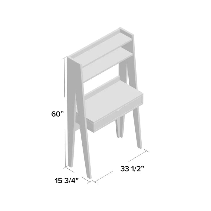 Wallin Leaning/Ladder Desk Elegant Computer Desk Two Spacious Open Shelves