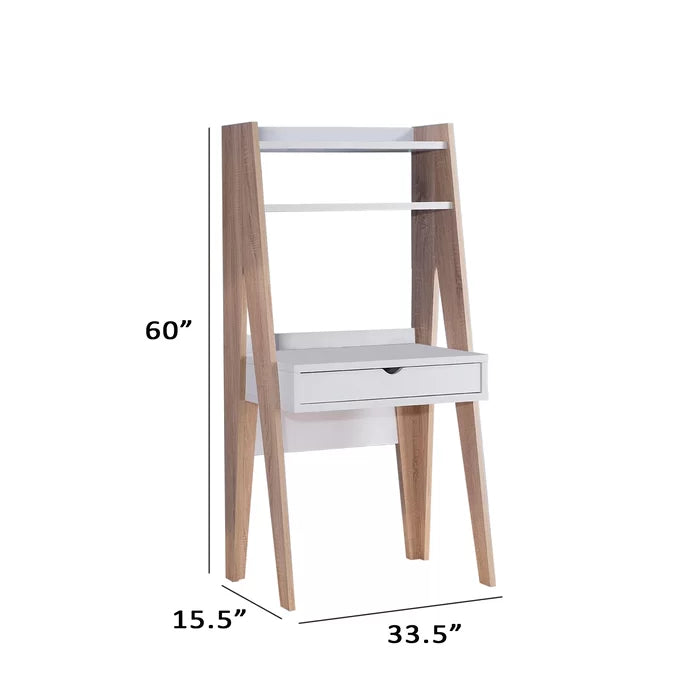 Wallin Leaning/Ladder Desk Elegant Computer Desk Two Spacious Open Shelves