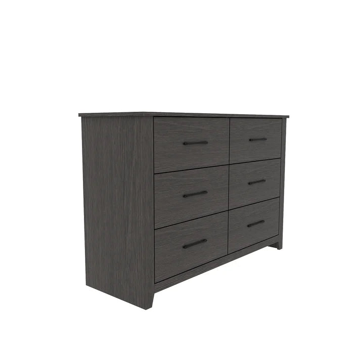 Dark Gray Oak Walter 6 Drawer 46.5'' W Double Dresser Clean Lined Frame