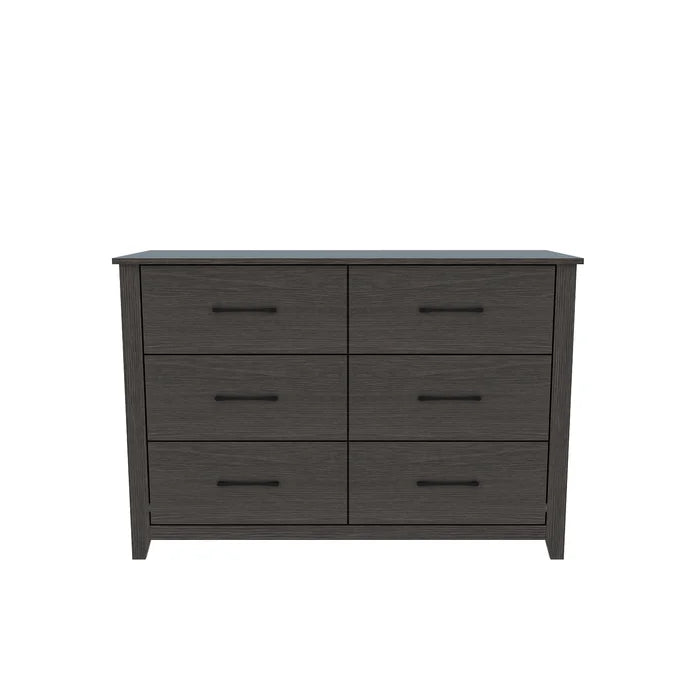 Dark Gray Oak Walter 6 Drawer 46.5'' W Double Dresser Clean Lined Frame