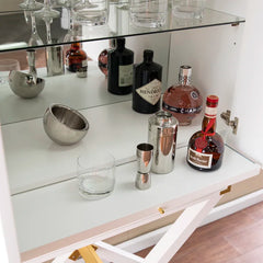 Warlick Tall Bar Cabinet Adjustable Shelves Perfect for Organize