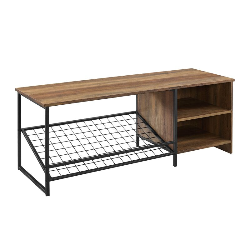 Rustic Oak Waterfield Shoe Industrial Style Storage Bench