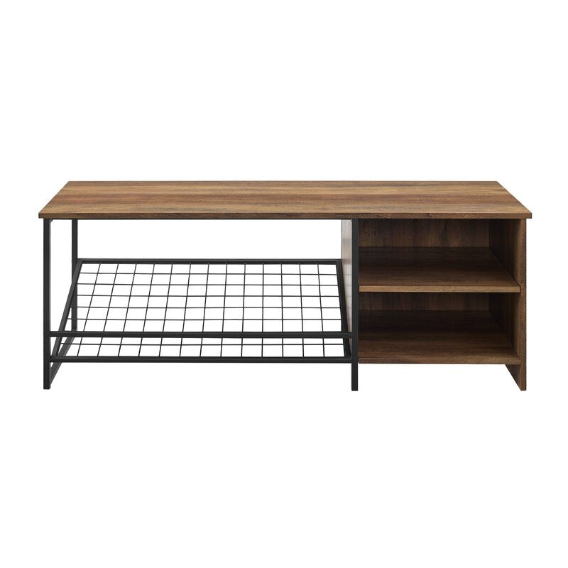 Rustic Oak Waterfield Shoe Industrial Style Storage Bench