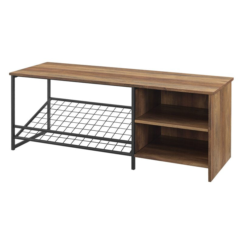 Rustic Oak Waterfield Shoe Industrial Style Storage Bench