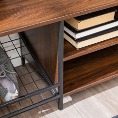Dark Walnut Shoe Storage Bench. Bench Space To Seat Two Adults Comfortably Adjustable Storage Shelf Use in Entryway, Mudroom, or Bedrooms