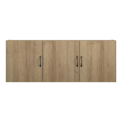 Natural 20" H x 54" W x 12" D Wall Storage Cabinet 6 Shelves 3 Adjustable Shelves