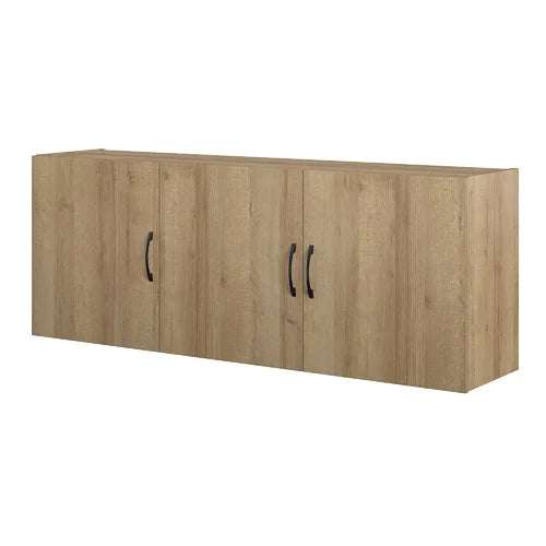 Natural 20" H x 54" W x 12" D Wall Storage Cabinet 6 Shelves 3 Adjustable Shelves