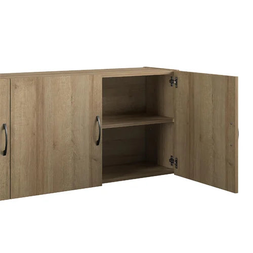 Natural 20" H x 54" W x 12" D Wall Storage Cabinet 6 Shelves 3 Adjustable Shelves