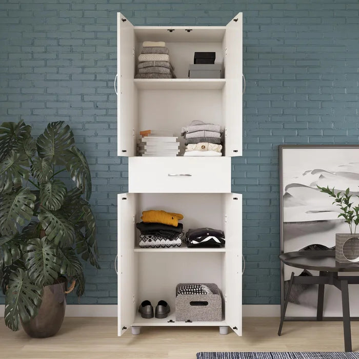 White Springboro 75" H x 23" W x 15" D Storage Cabinet Upper and A Lower Storage Compartment