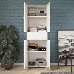 White Springboro 75" H x 23" W x 15" D Storage Cabinet Upper and A Lower Storage Compartment