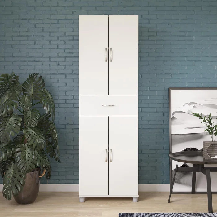 White Springboro 75" H x 23" W x 15" D Storage Cabinet Upper and A Lower Storage Compartment