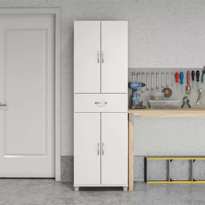 White Springboro 75" H x 23" W x 15" D Storage Cabinet Upper and A Lower Storage Compartment