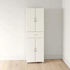 White 75" H x 23" W x 15" D Storage Cabinet Adjustable Shelving Perfect For Organize