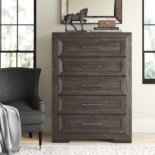 Wayland 5 Drawer 42'' W Chest Made from White Oak Veneers