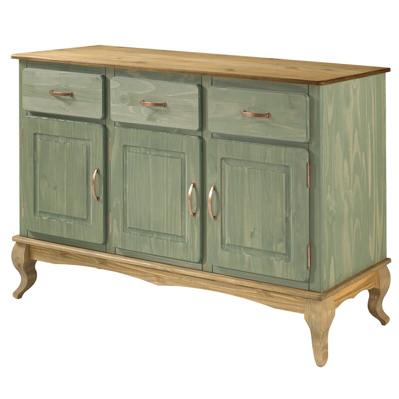 Green 57.48'' Wide 3 Drawer Pine Solid Wood Sideboard Great for your Living Room, Bedroom, Entryway Perfect for Organize
