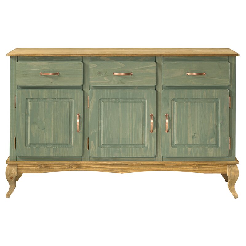 Green 57.48'' Wide 3 Drawer Pine Solid Wood Sideboard Great for your Living Room, Bedroom, Entryway Perfect for Organize