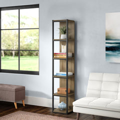 1 Oak/Black Wesner 71'' H x 13.26'' W Metal Cube Bookcase
