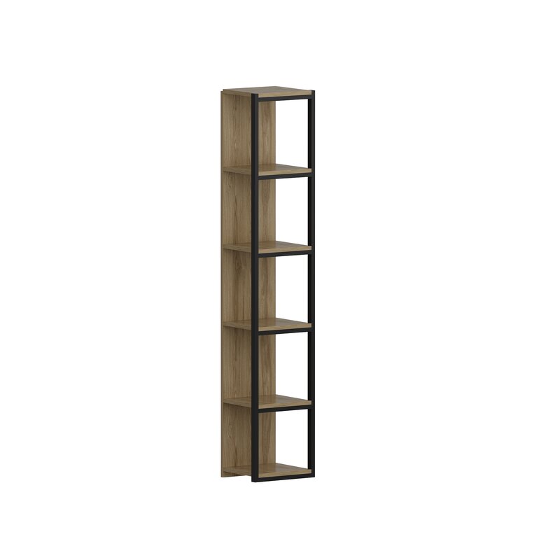 1 Oak/Black Wesner 71'' H x 13.26'' W Metal Cube Bookcase