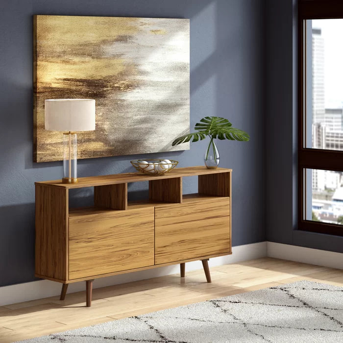 Weisgerber 59'' Wide Buffet Table Stylish Mid-Century Sideboard Solid Wood