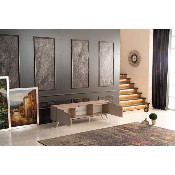 Beige Welham TV Stand for TVs up to 78" Modern and Contemporary-Inspired Design