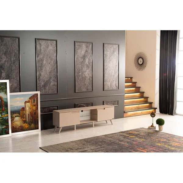 Beige Welham TV Stand for TVs up to 78" Modern and Contemporary-Inspired Design